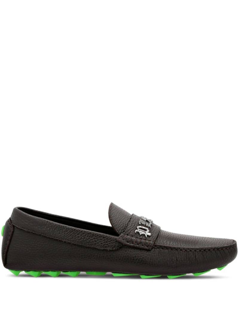 Philipp Plein logo-lettering leather loafers - Brown von Philipp Plein