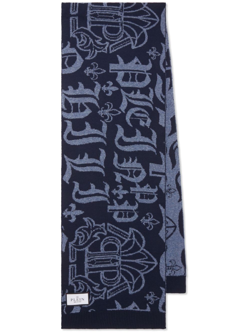 Philipp Plein logo-motif merino scarf - Blue von Philipp Plein