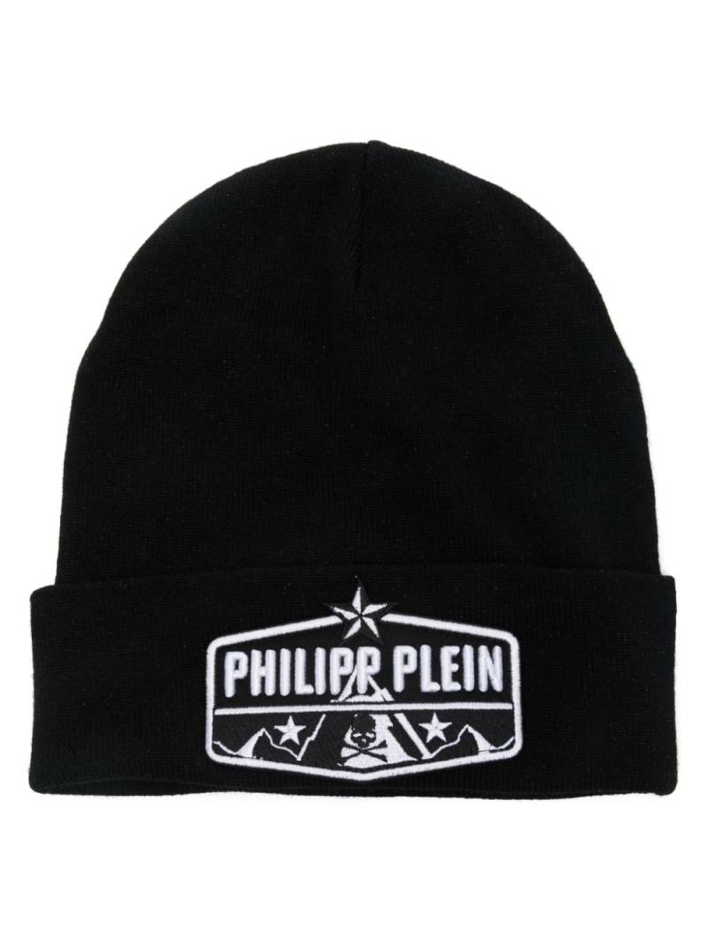 Philipp Plein logo-patch beanie - Black von Philipp Plein