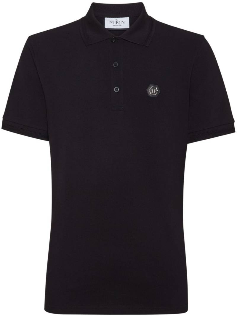 Philipp Plein logo-patch cotton polo shirt - Black von Philipp Plein