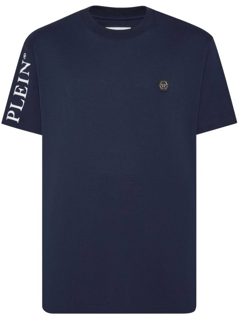 Philipp Plein logo-patch cotton t-shirt - Blue von Philipp Plein