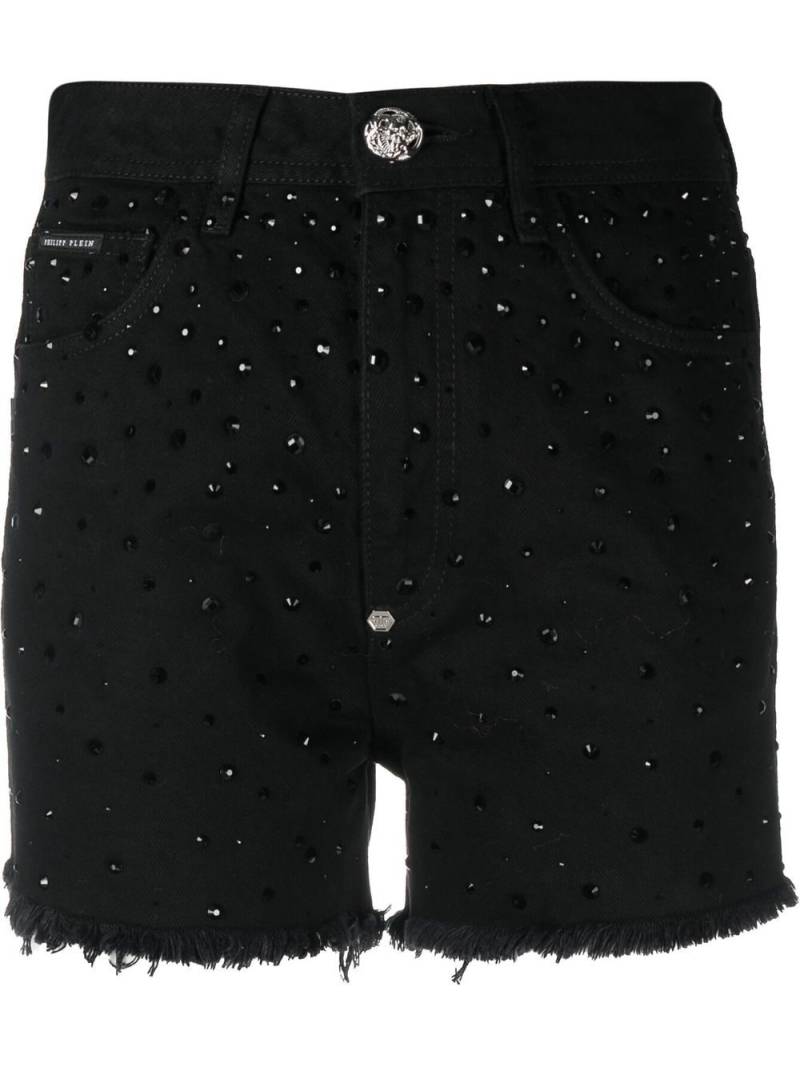 Philipp Plein logo-patch crystal-embellished shorts - Black von Philipp Plein