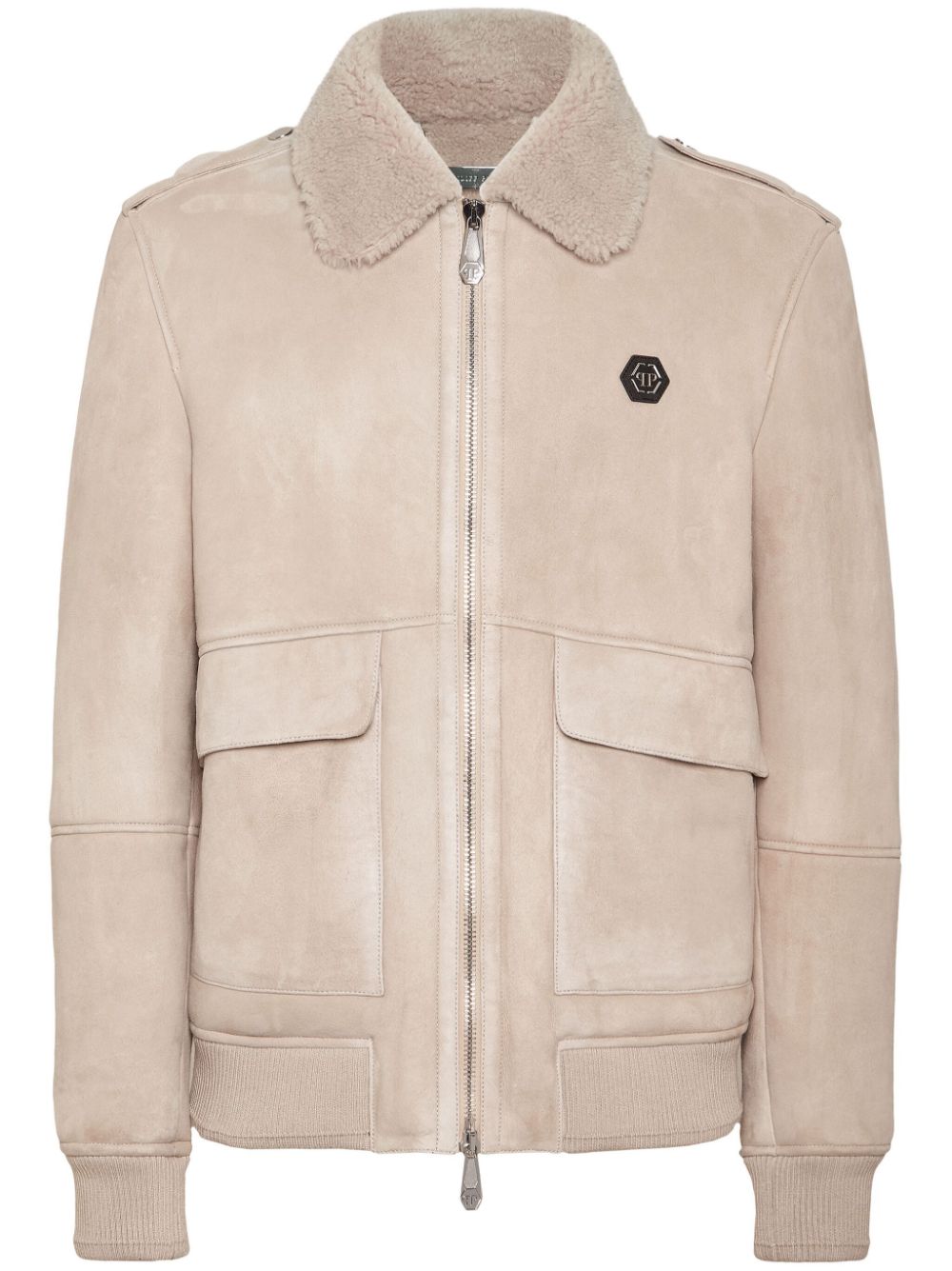 Philipp Plein logo-patch jacket - Neutrals von Philipp Plein