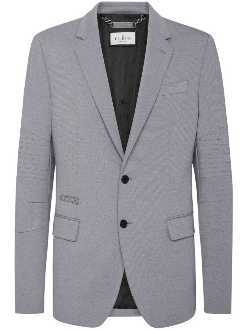 Philipp Plein logo-patch jersey blazer - Grey von Philipp Plein