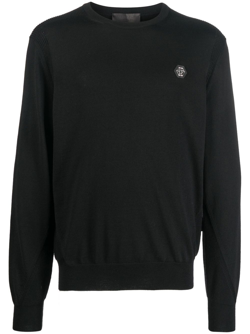 Philipp Plein logo patch merino wool jumper - Black von Philipp Plein