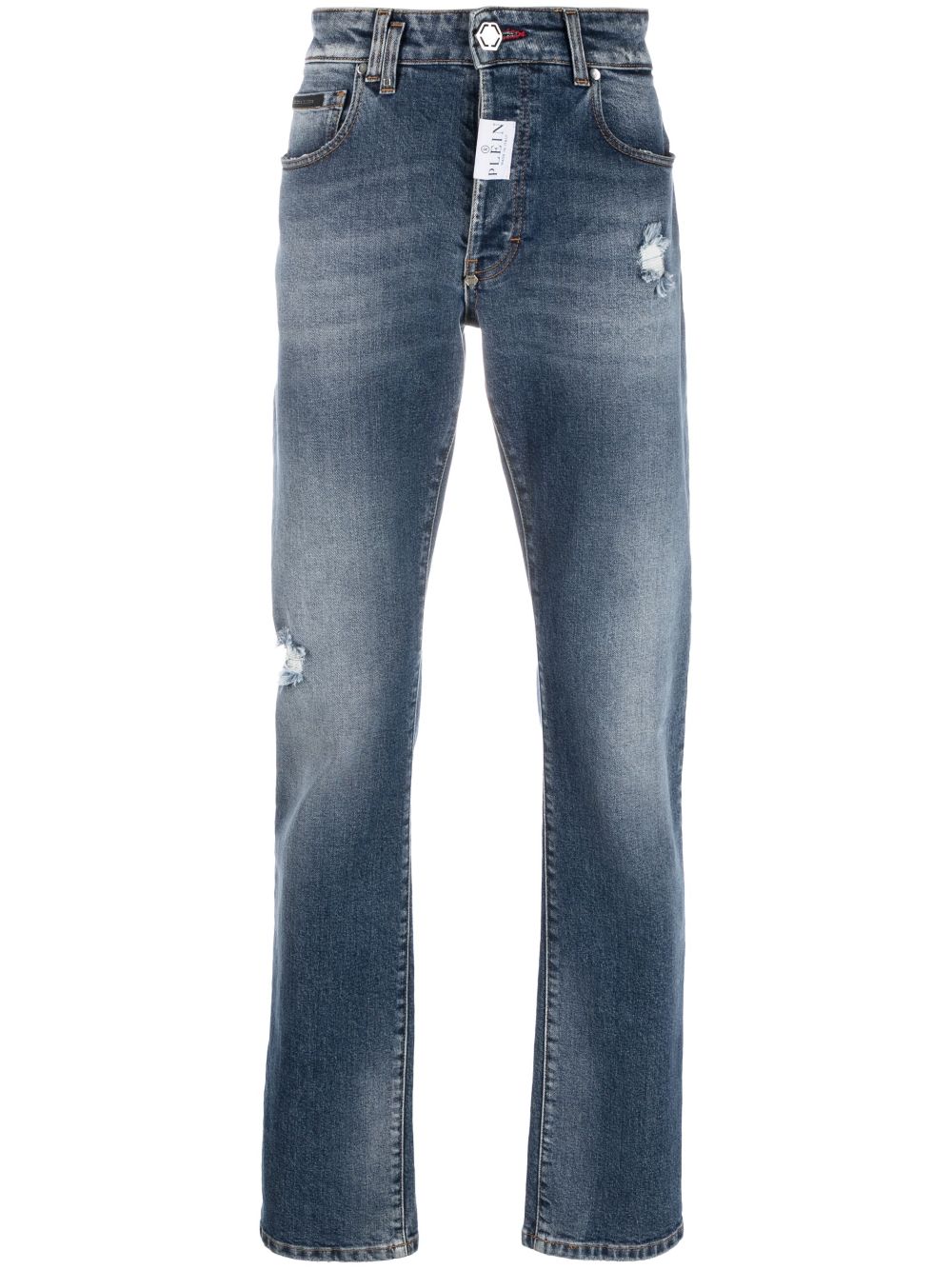 Philipp Plein logo-patch slim-cut jeans - Blue von Philipp Plein