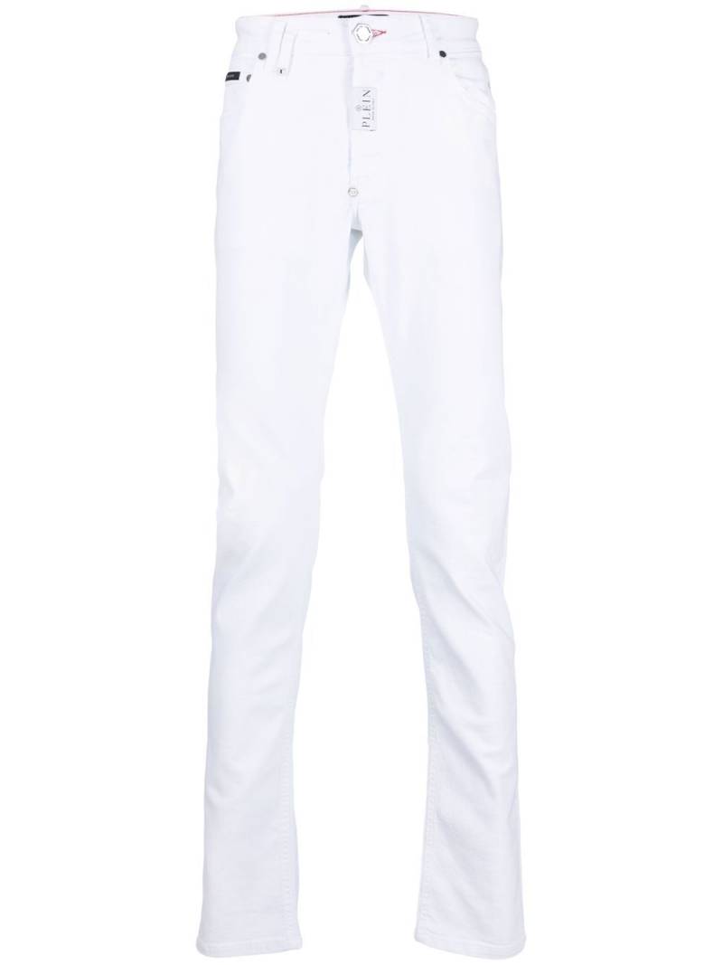 Philipp Plein logo-patch slim-cut jeans - White von Philipp Plein