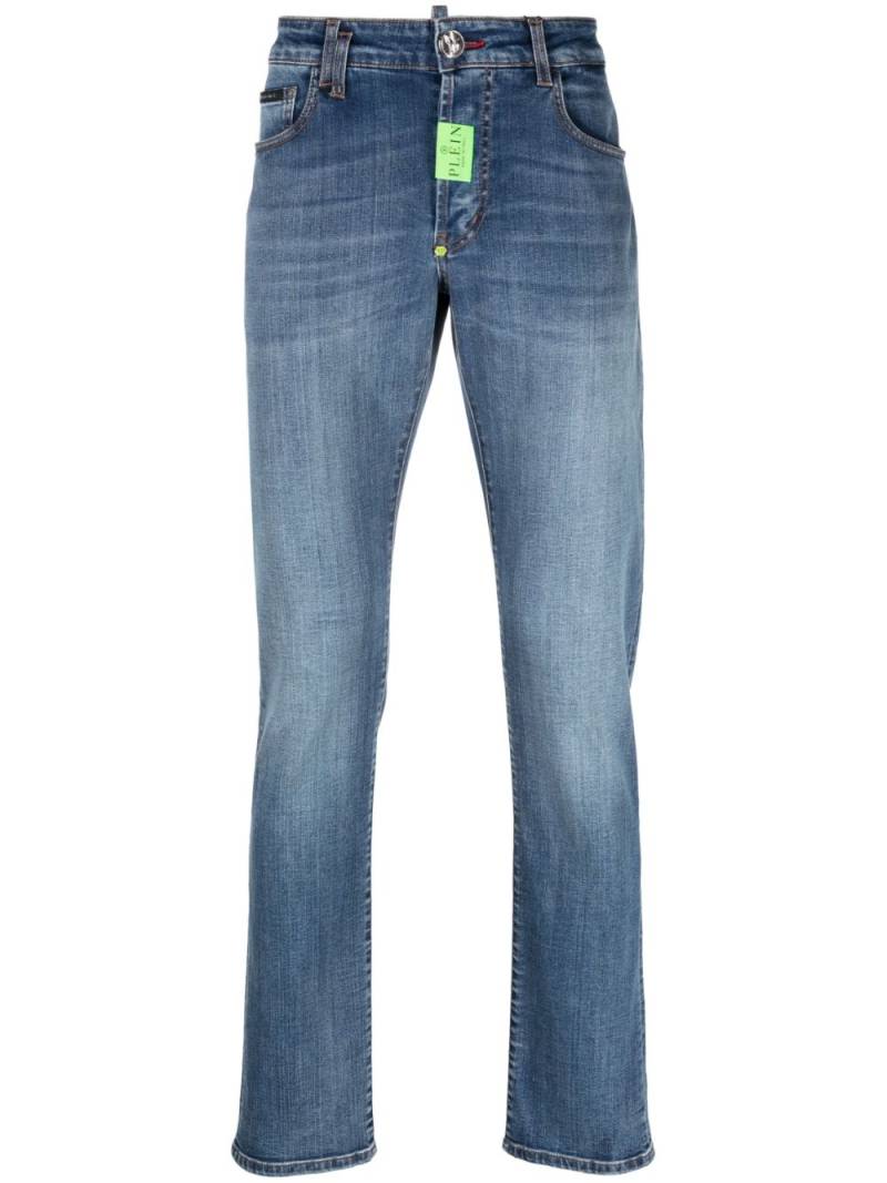 Philipp Plein logo-patch straight-leg jeans - Blue von Philipp Plein