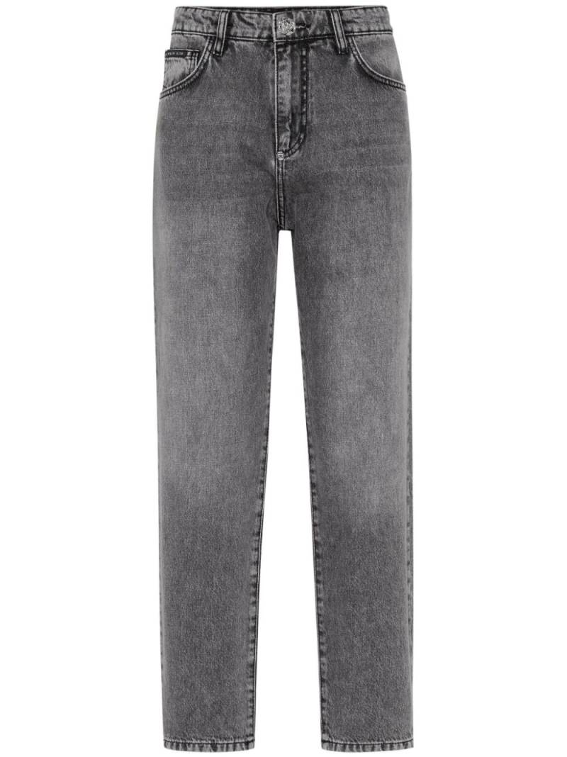 Philipp Plein logo-patch straight-leg jeans - Grey von Philipp Plein