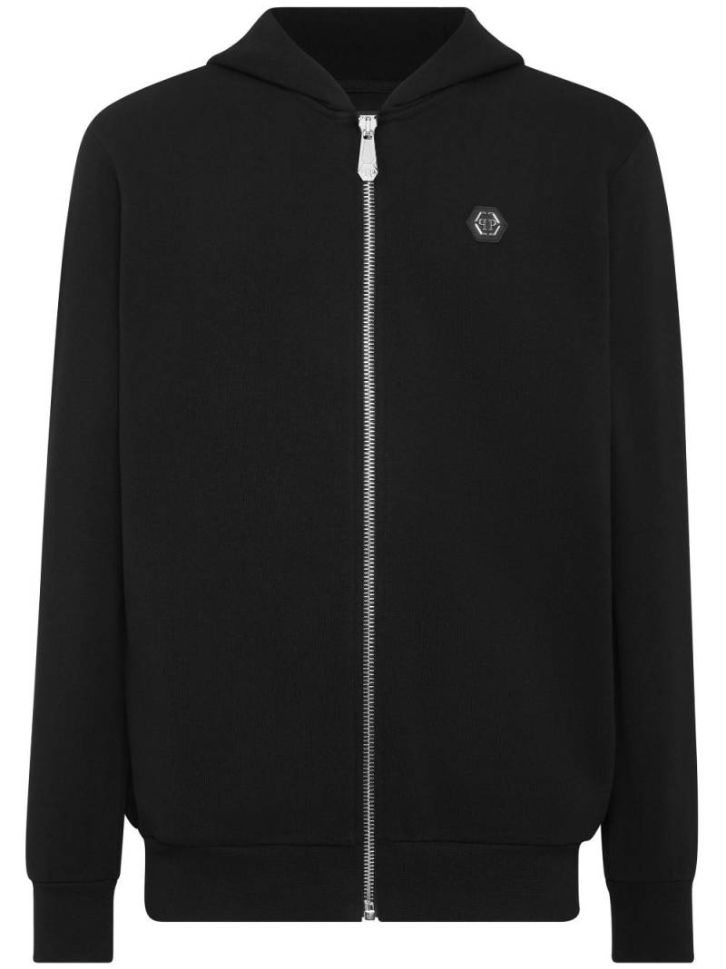 Philipp Plein logo-patch zip-up hoodie - Black von Philipp Plein