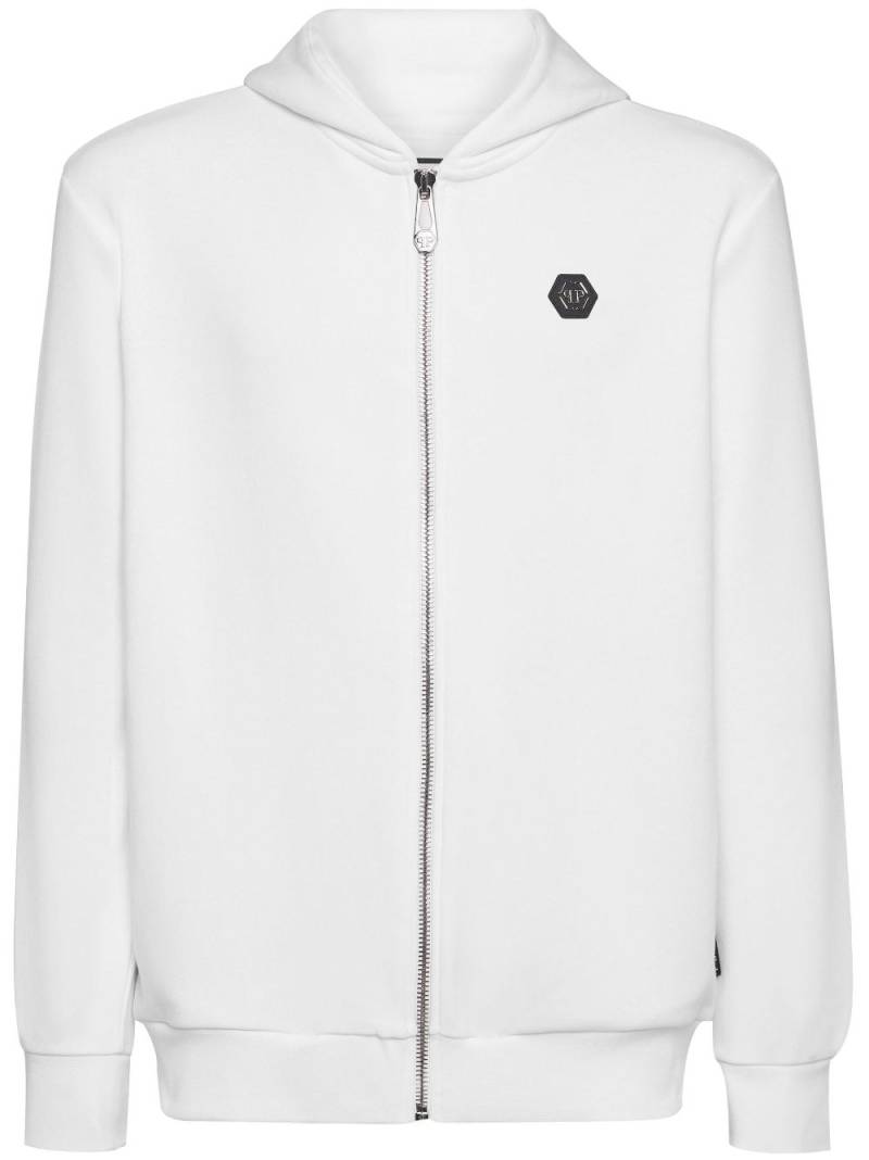 Philipp Plein logo-patch zip-up hoodie - White von Philipp Plein