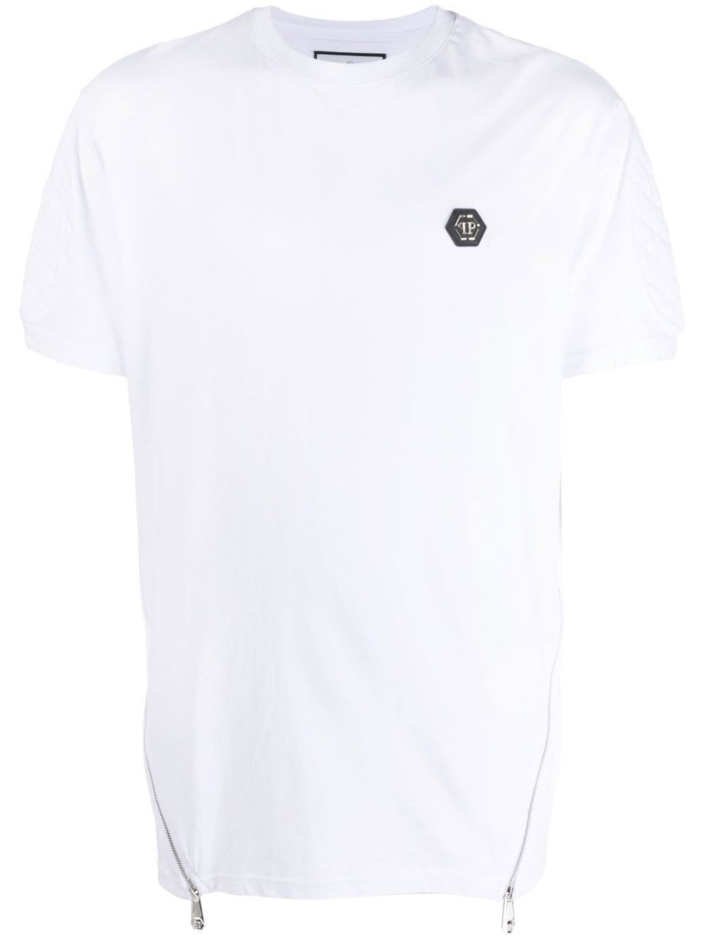 Philipp Plein logo-patch zipped T-shirt - White von Philipp Plein