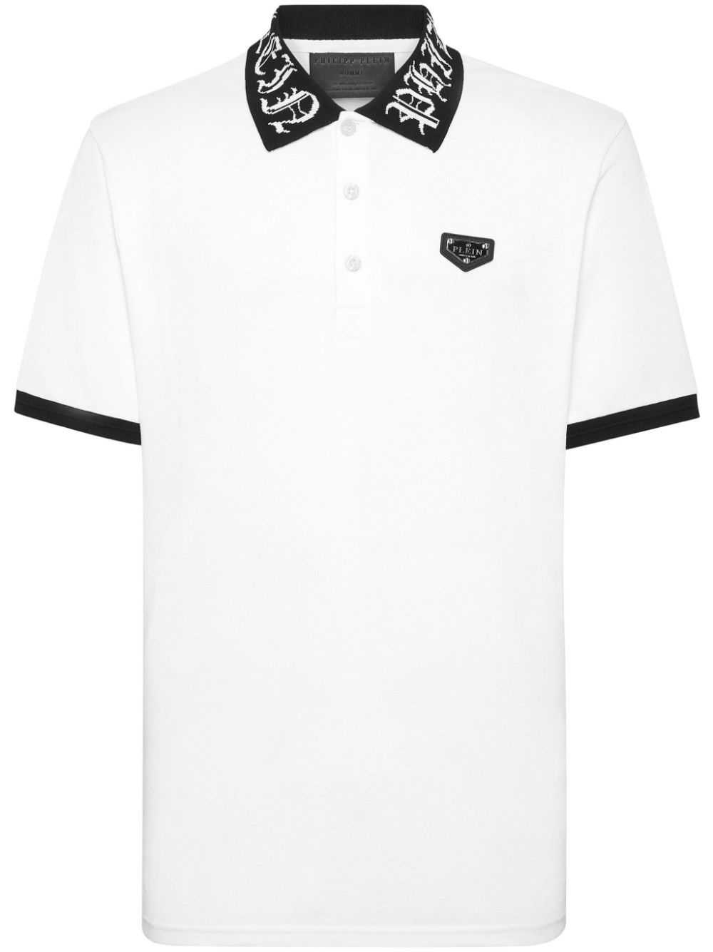 Philipp Plein logo-plaque cotton polo shirt - White von Philipp Plein