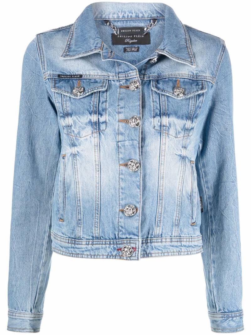 Philipp Plein logo-plaque denim jacket - Blue von Philipp Plein