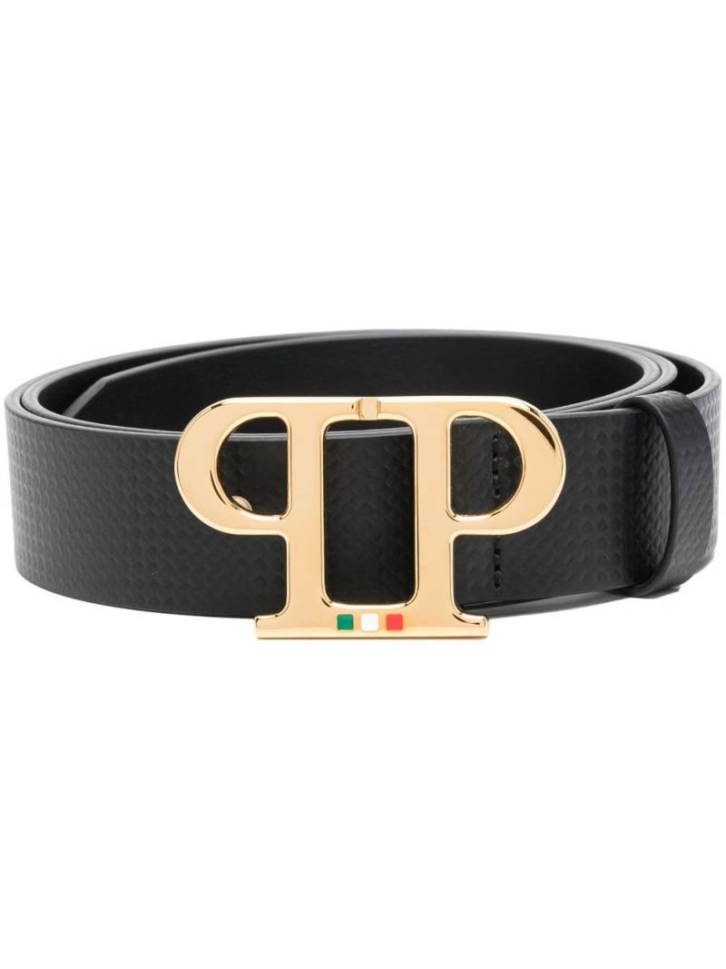 Philipp Plein logo-plaque leather belt - Black von Philipp Plein