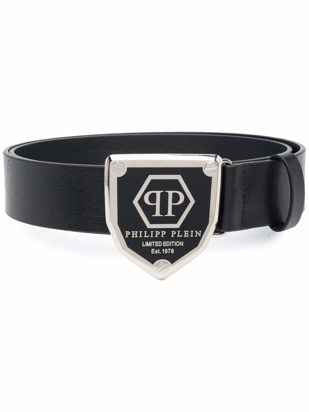 Philipp Plein logo-plaque leather belt - Black von Philipp Plein