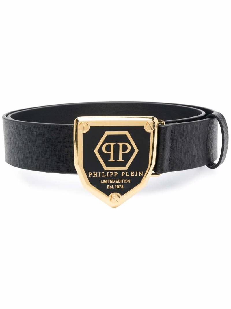 Philipp Plein logo-plaque leather belt - Black von Philipp Plein