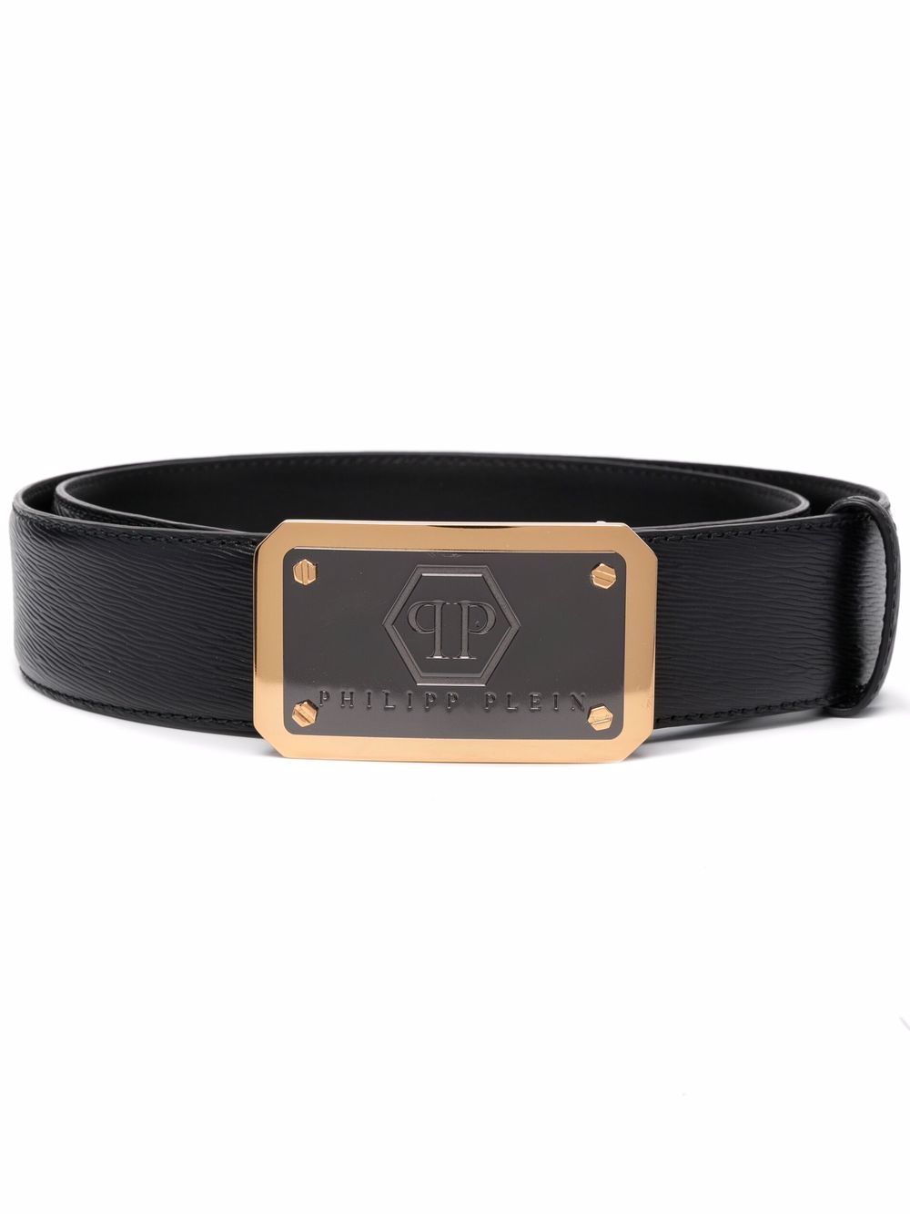 Philipp Plein logo-plaque leather belt - Black von Philipp Plein