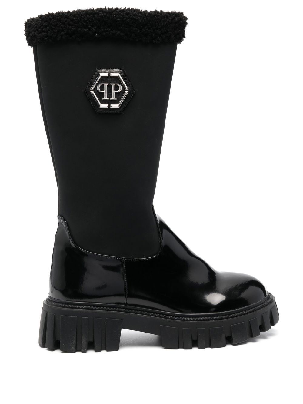 Philipp Plein logo-plaque leather boots - Black von Philipp Plein