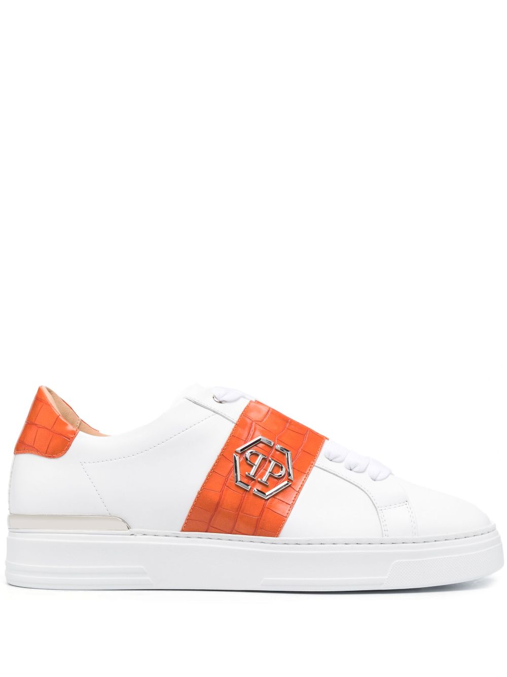 Philipp Plein logo-plaque leather low-top sneakers - White von Philipp Plein