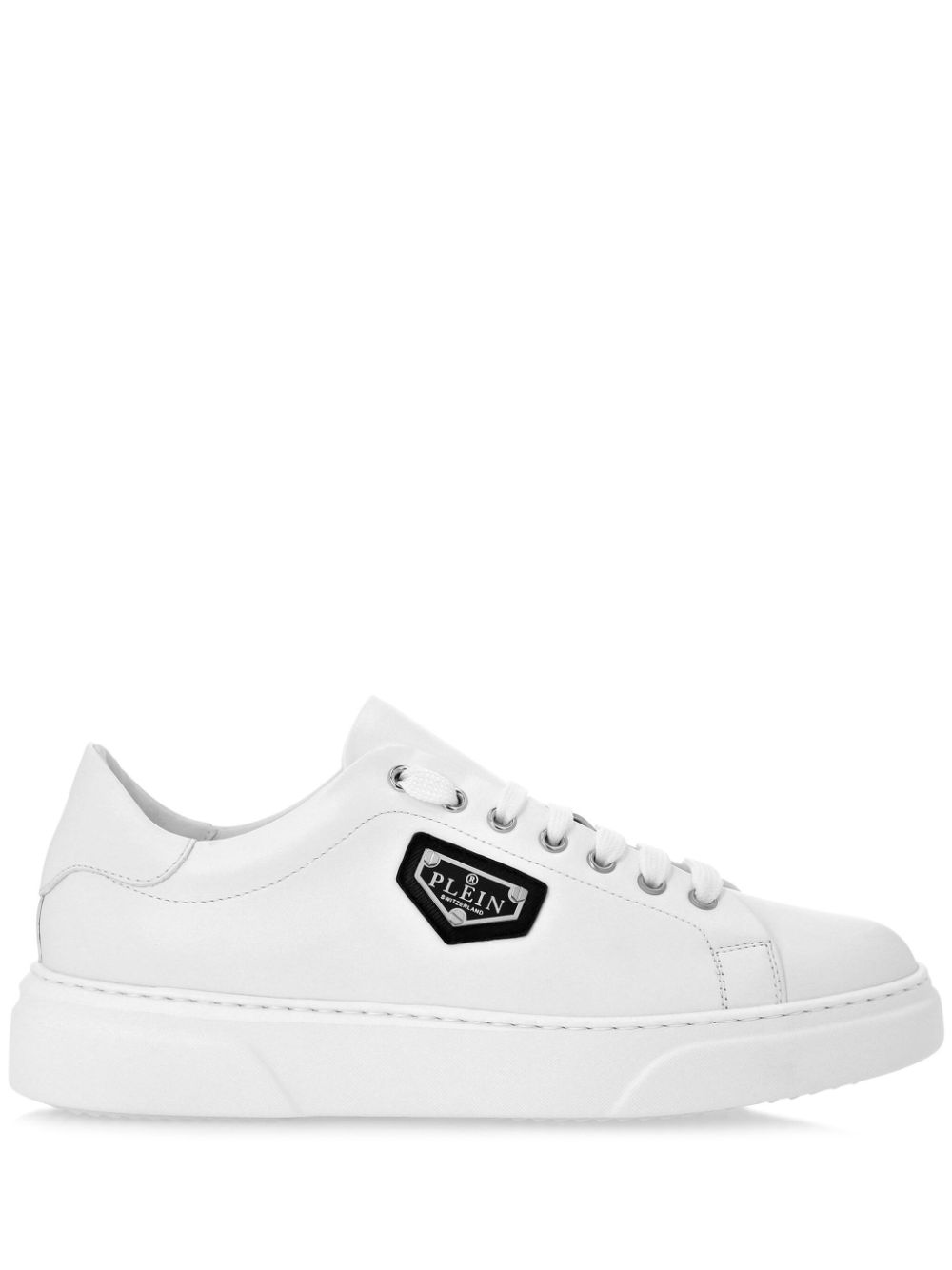 Philipp Plein logo-plaque leather sneakers - White von Philipp Plein