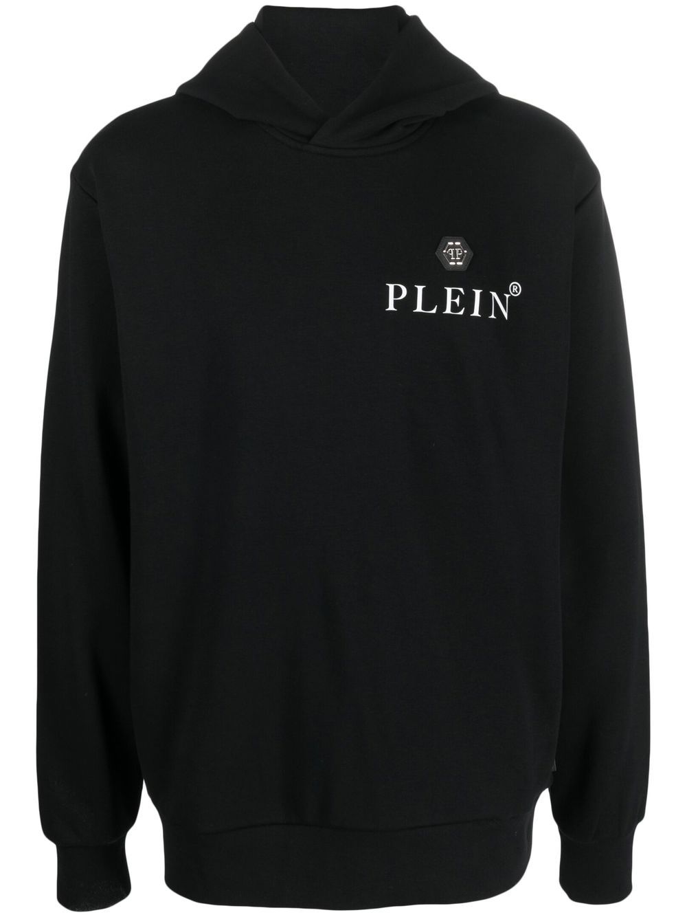 Philipp Plein logo-plaque long-sleeved hoodie - Black von Philipp Plein