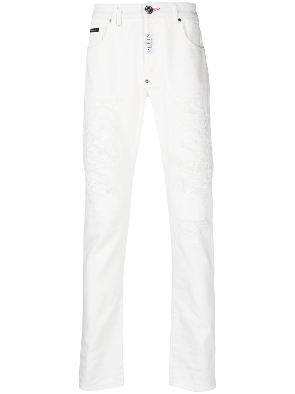 Philipp Plein logo-plaque slim-cut trousers - White von Philipp Plein