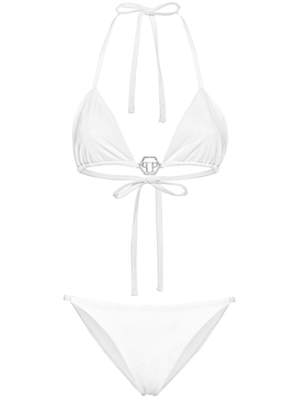 Philipp Plein logo-plaque triangle bikini set - White von Philipp Plein