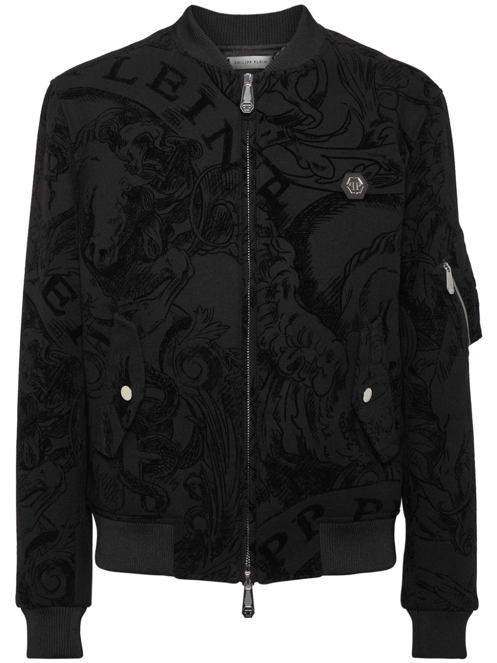 Philipp Plein logo-print bomber jacket - Black von Philipp Plein