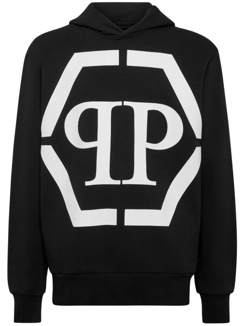 Philipp Plein logo-print cotton-blend hoodie - Black von Philipp Plein