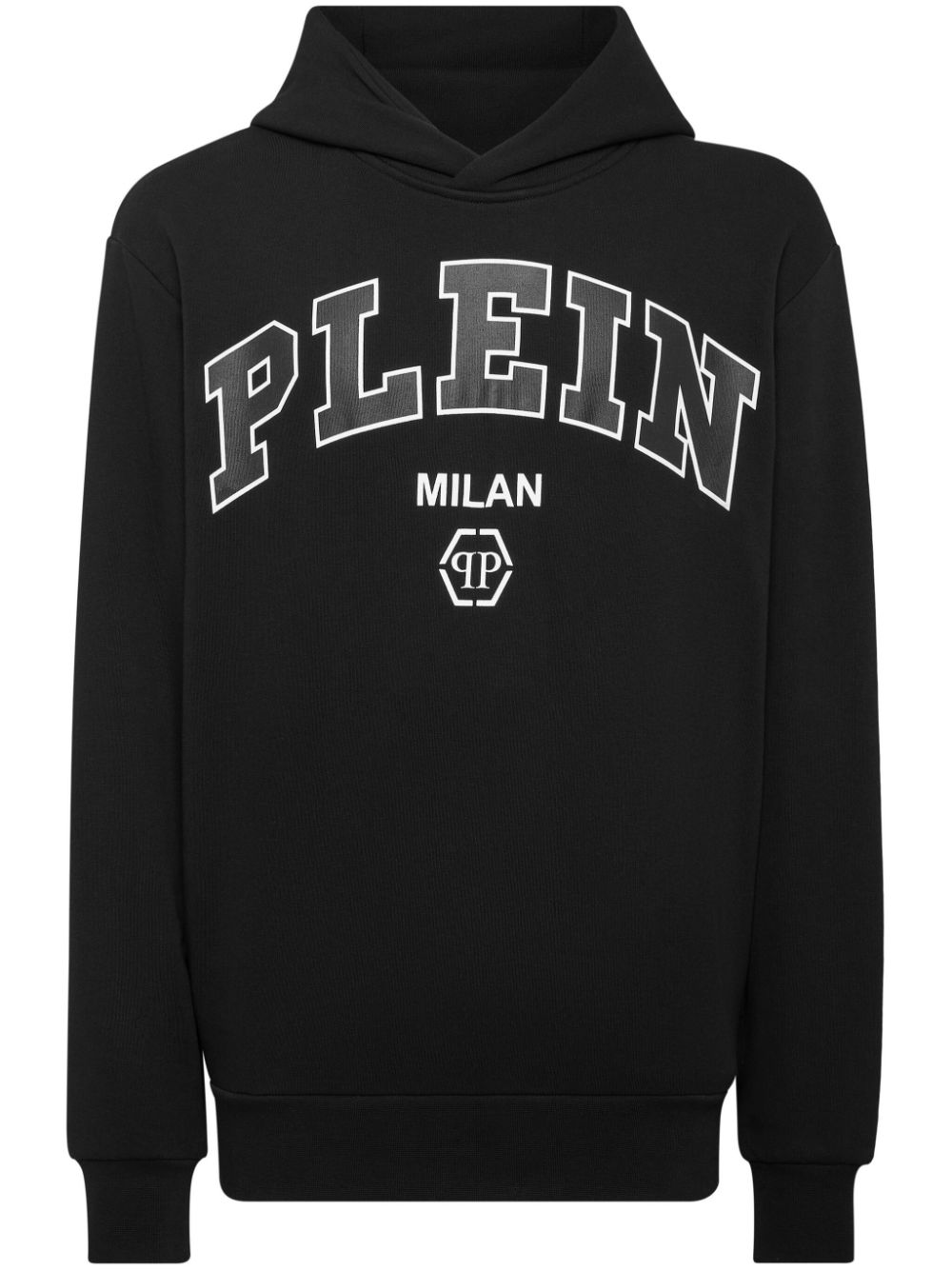 Philipp Plein logo-print cotton-blend hoodie - Black von Philipp Plein