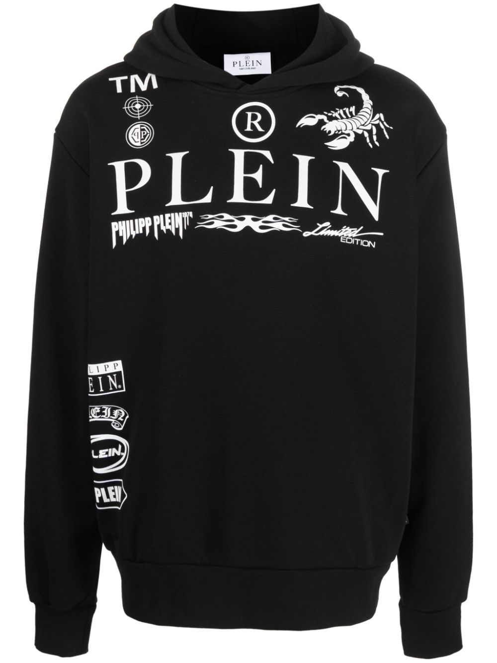 Philipp Plein logo-print cotton hoodie - Black von Philipp Plein