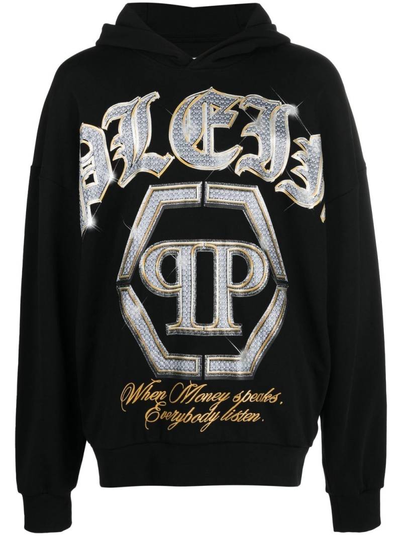 Philipp Plein logo-print cotton hoodie - Black von Philipp Plein