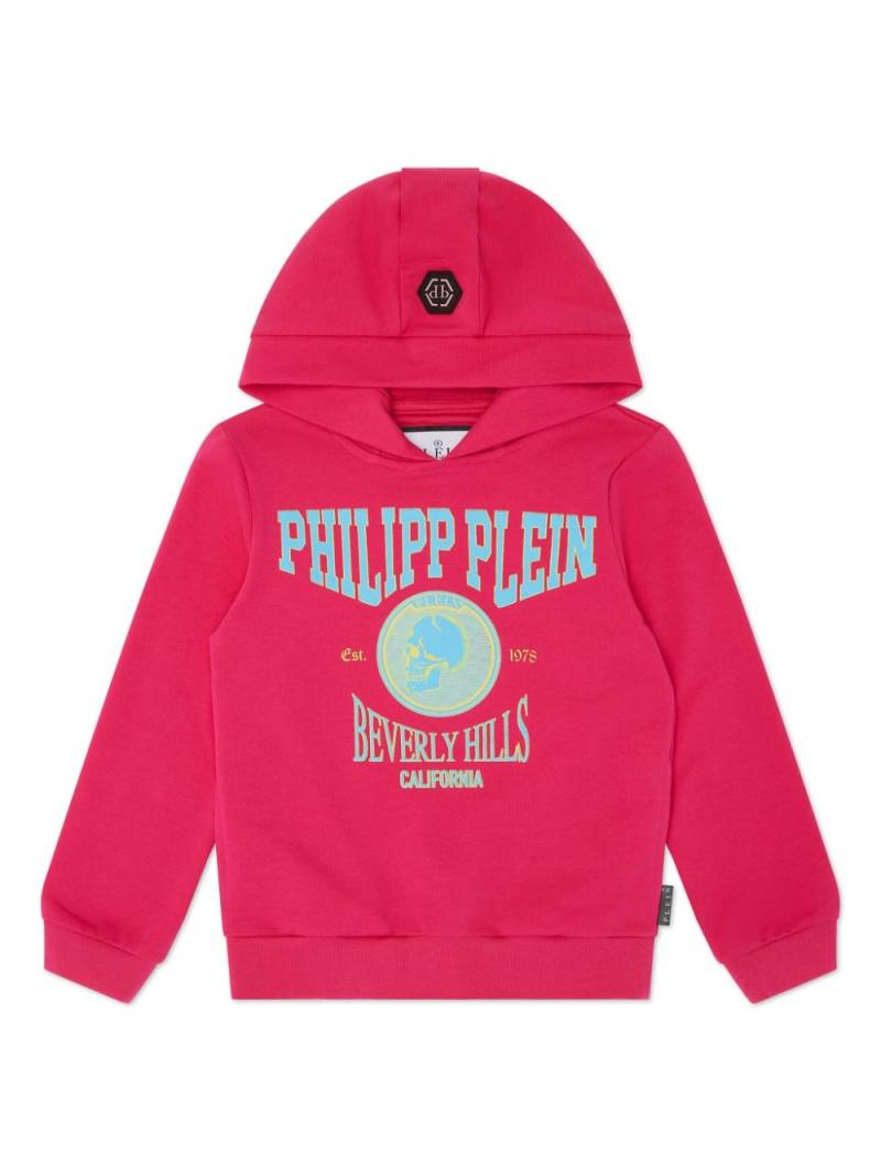 Philipp Plein Junior logo-print cotton hoodie - Pink von Philipp Plein Junior