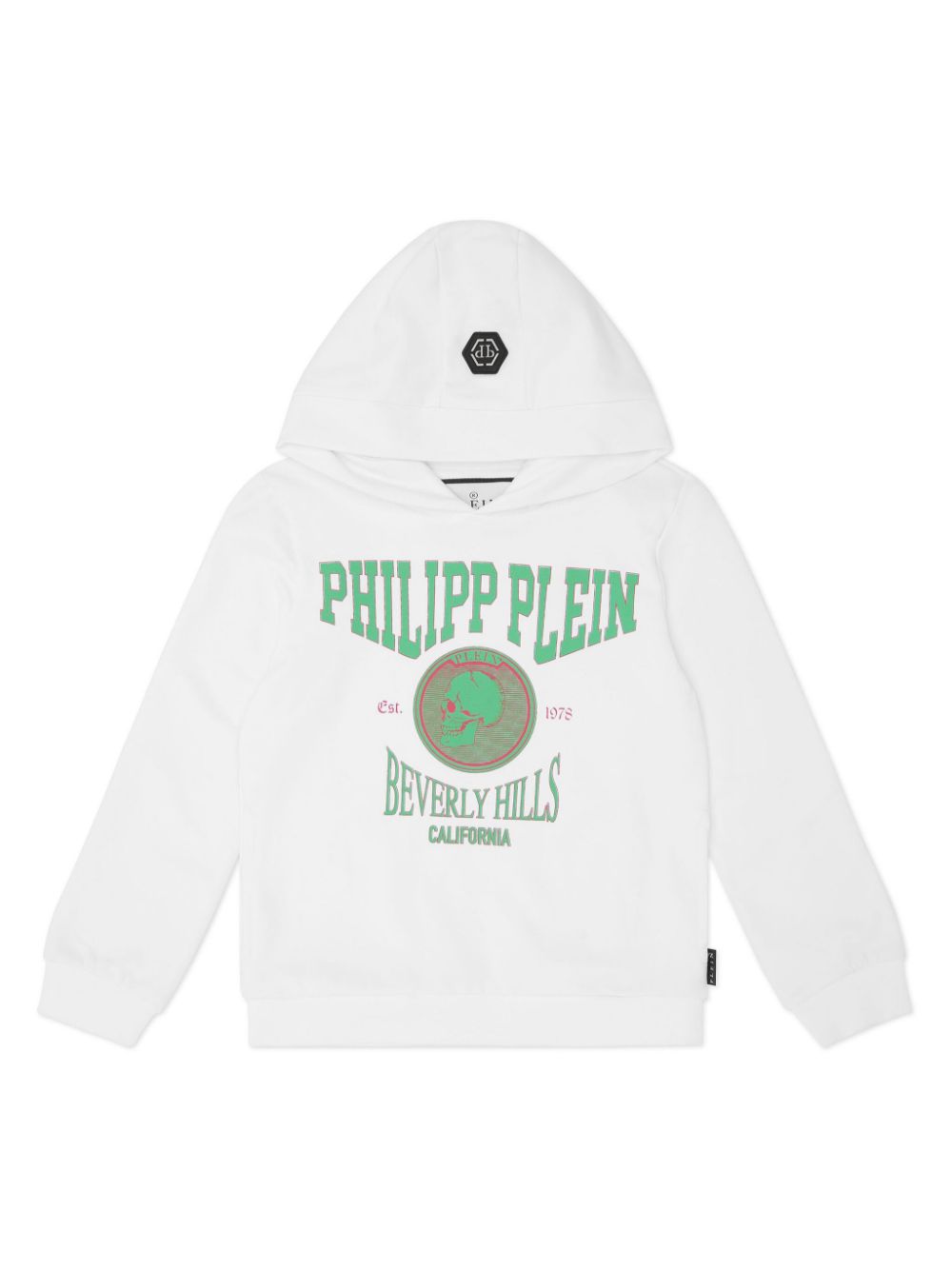 Philipp Plein Junior logo-print cotton hoodie - White von Philipp Plein Junior