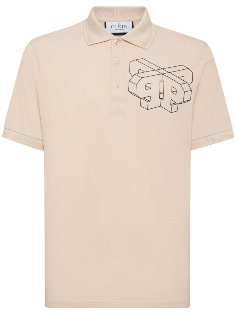 Philipp Plein logo-print cotton polo shirt - Neutrals von Philipp Plein