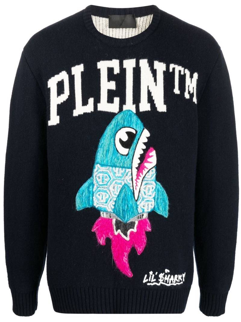 Philipp Plein logo-print crew neck jumper - Blue von Philipp Plein