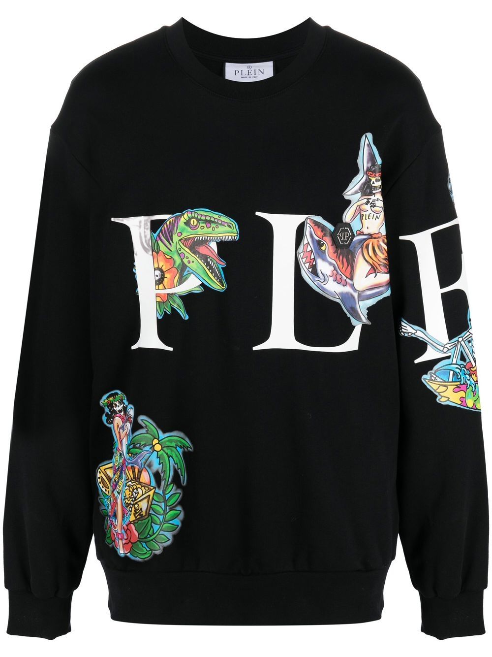 Philipp Plein logo-print crew neck sweatshirt - Black von Philipp Plein