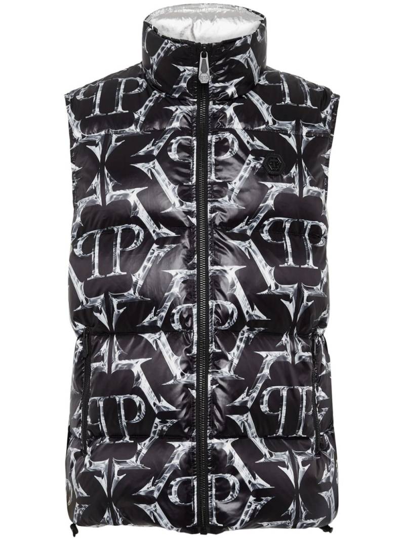 Philipp Plein logo-print drawstring padded gilet - Black von Philipp Plein