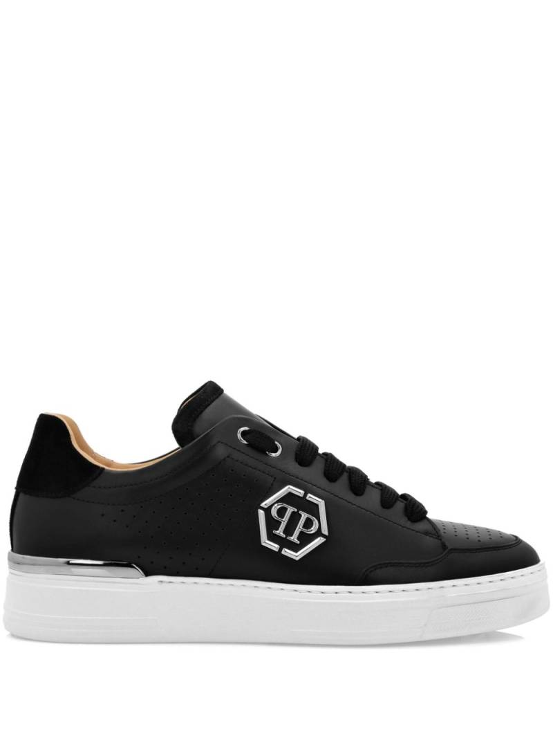 Philipp Plein logo-print leather sneakers - Black von Philipp Plein