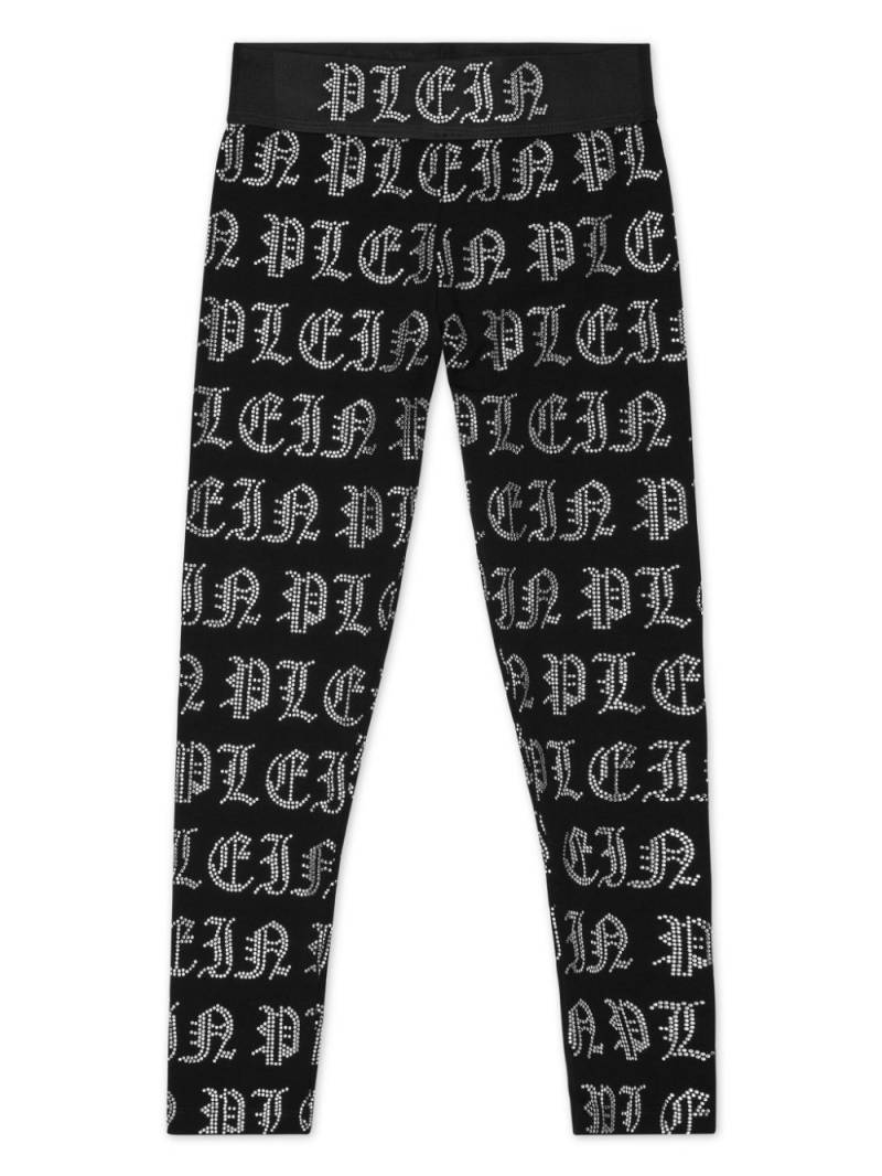 Philipp Plein Junior logo-print rhinestone-embellished leggings - Black von Philipp Plein Junior