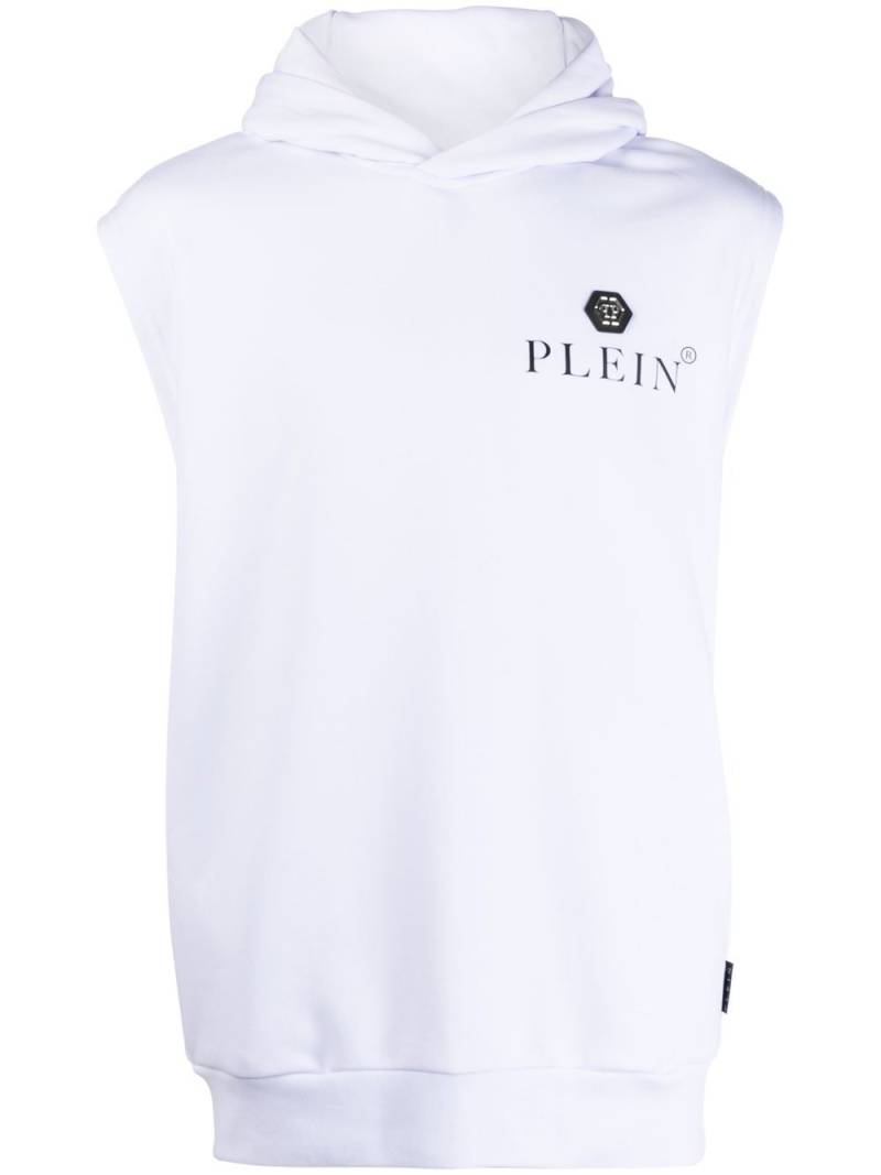 Philipp Plein logo-print sleeveless hoodie - White von Philipp Plein