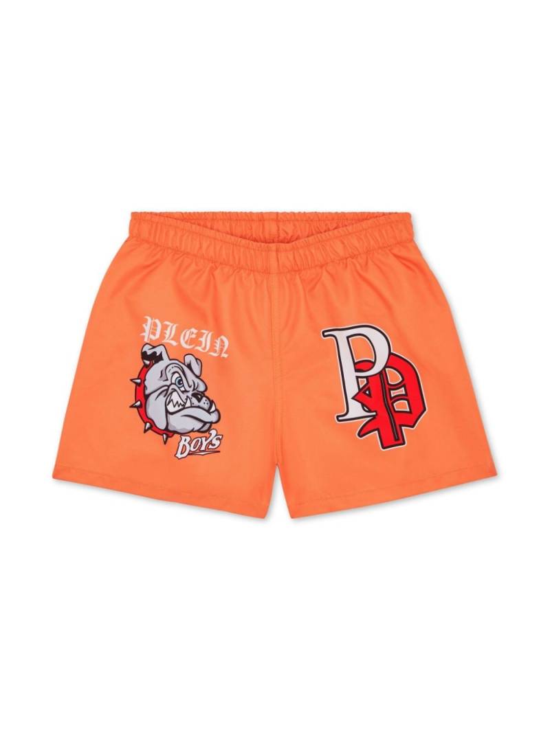 Philipp Plein Junior logo-print swim shorts - Orange von Philipp Plein Junior