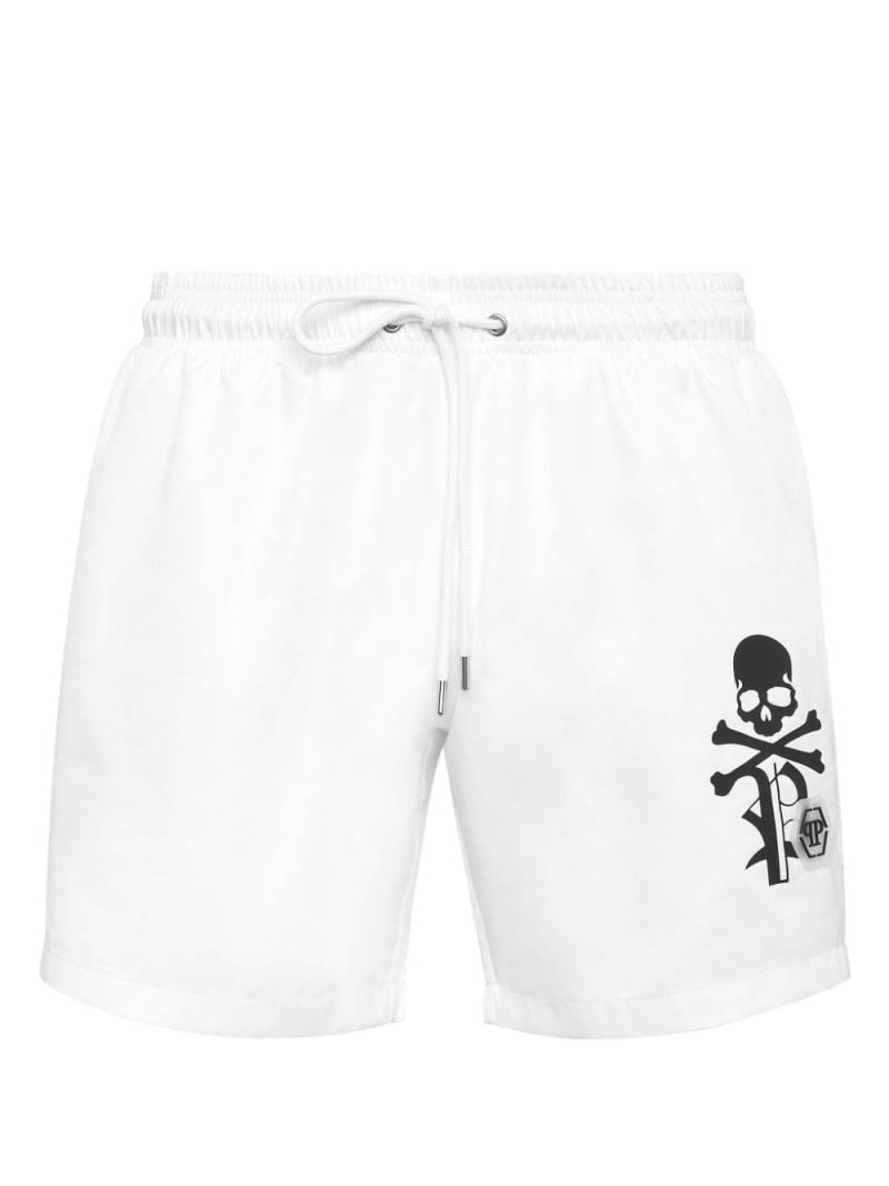 Philipp Plein logo-print swim shorts - White von Philipp Plein