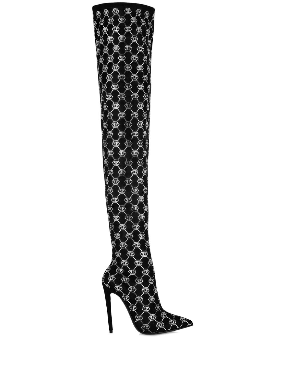 Philipp Plein logo-rhinestone boots - Black von Philipp Plein