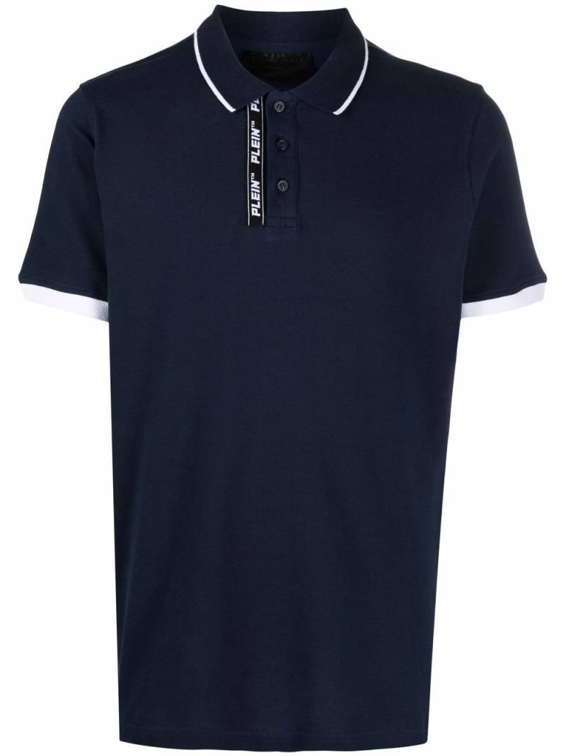 Philipp Plein logo-tape detail polo shirt - Blue von Philipp Plein