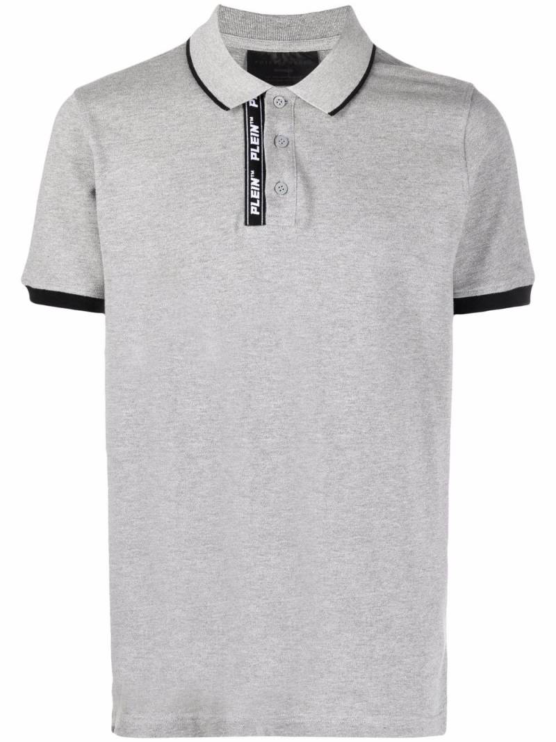 Philipp Plein logo-tape detail polo shirt - Grey von Philipp Plein