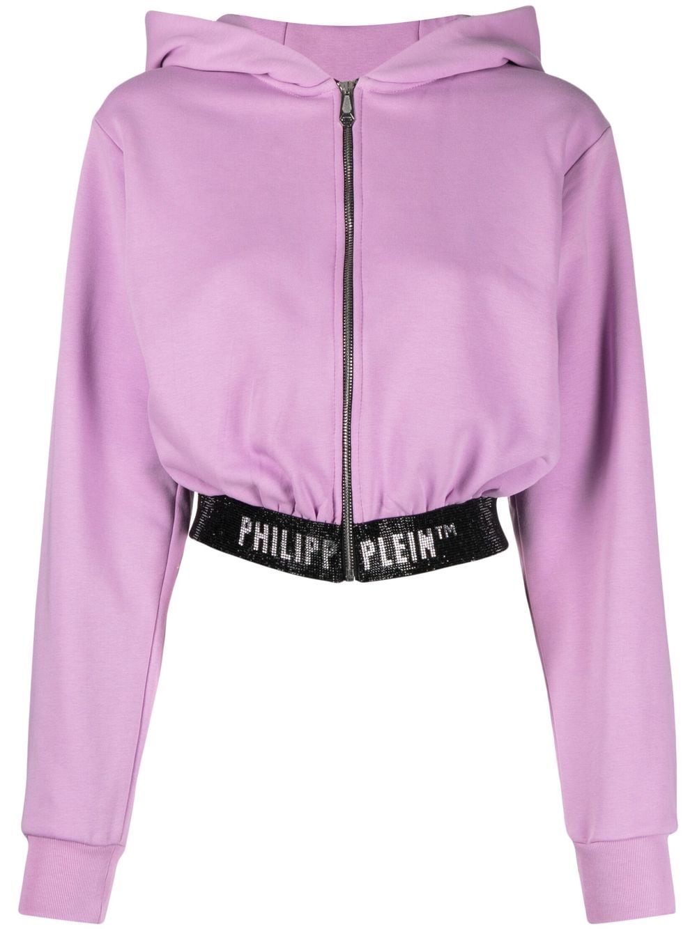 Philipp Plein logo-waistband cropped hoodie - Purple von Philipp Plein