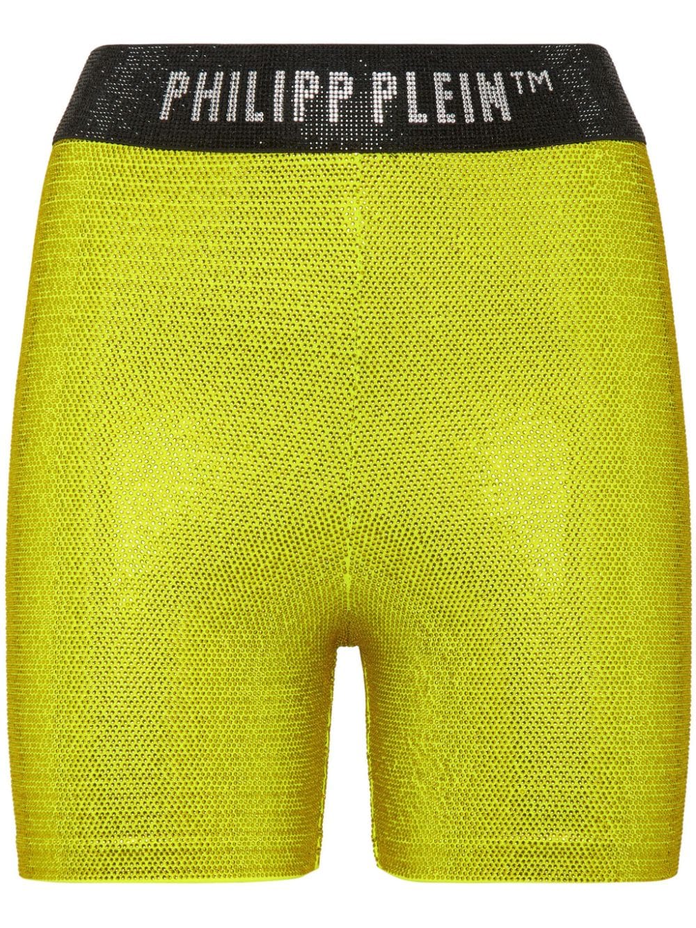 Philipp Plein logo-waistband rhinestone shorts - Yellow von Philipp Plein