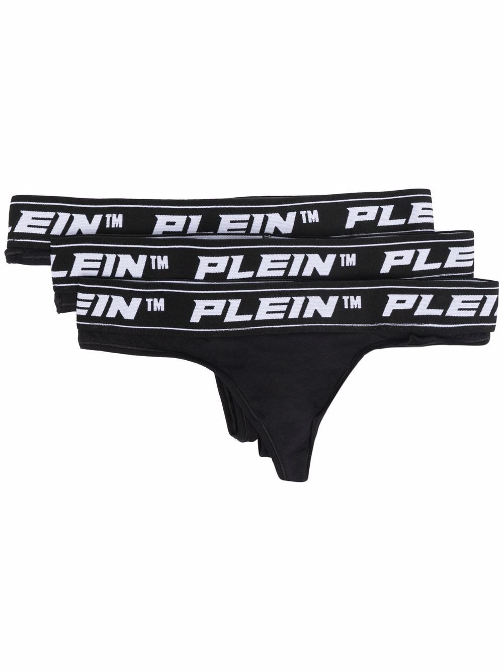 Philipp Plein logo-waistband set of 3 thongs - Black von Philipp Plein